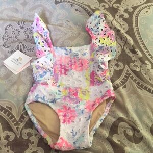 ⭐️ Host pick! - Girls ruffle multicolored one piece